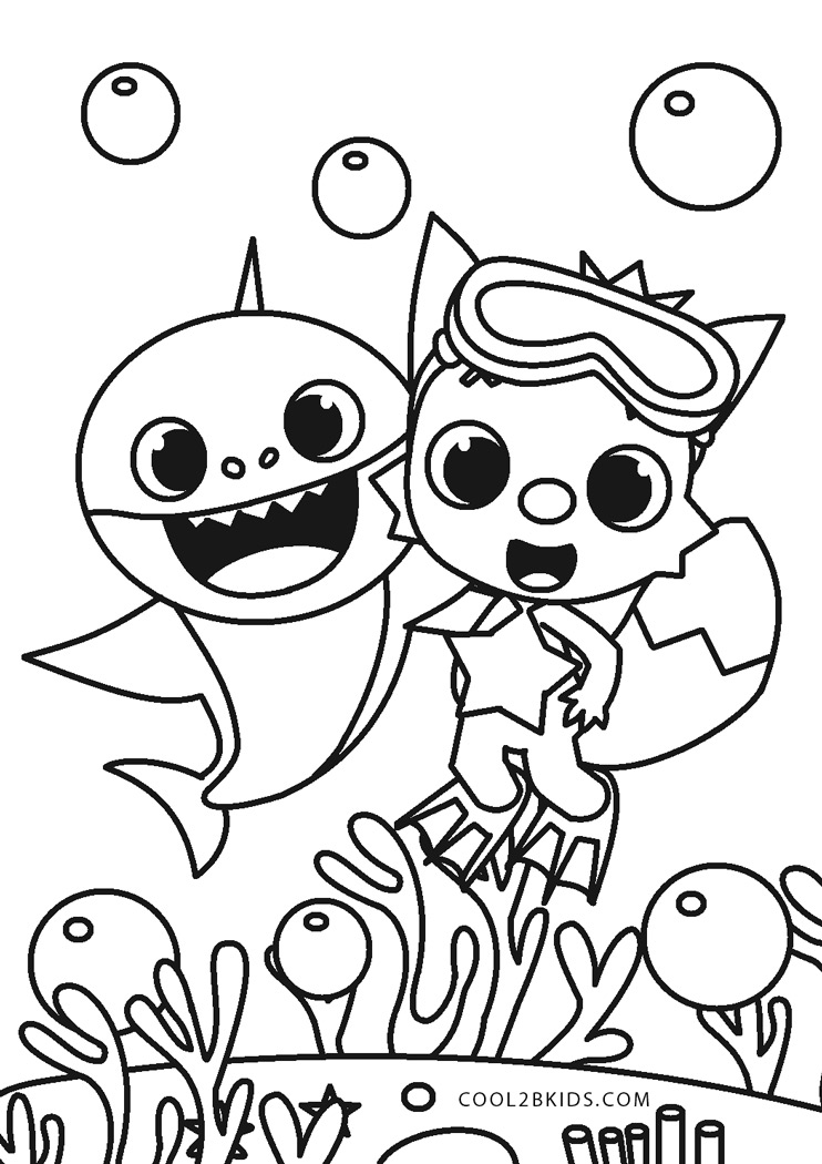 Baby Shark Dududu Coloring Pages Printables 1