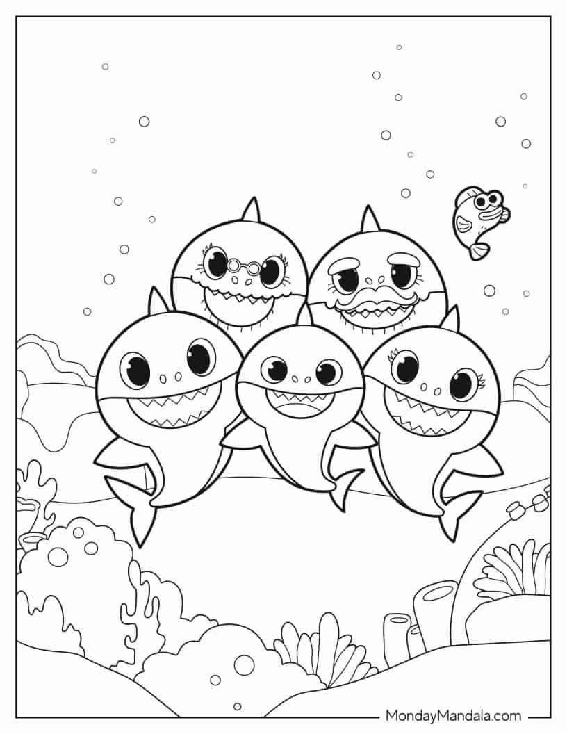 Baby Shark Dududu Coloring Pages Printables 44