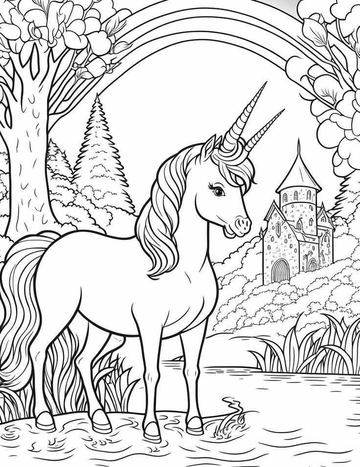 color book pages unicorn