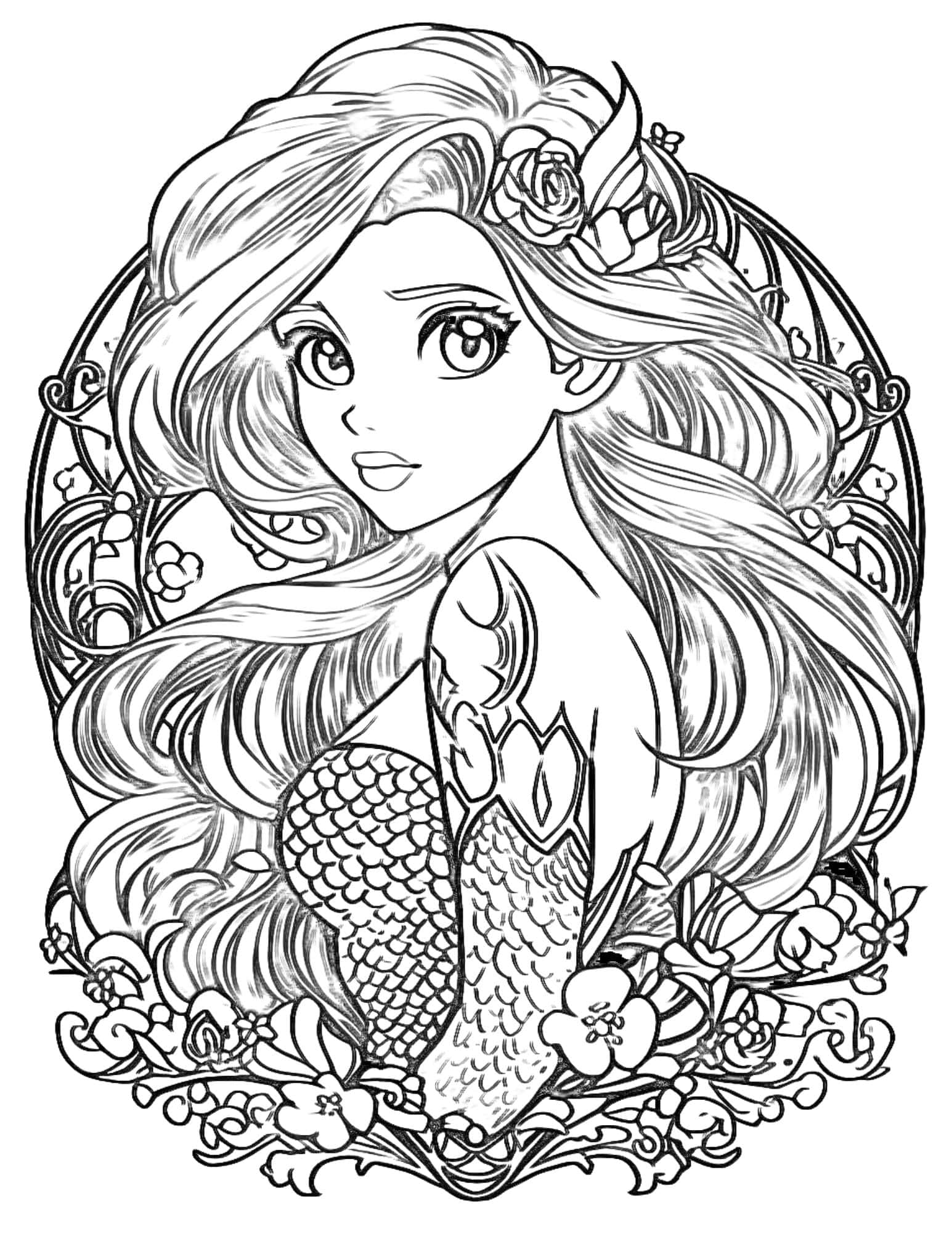 Cute Mermaid Coloring Pages Printables 100