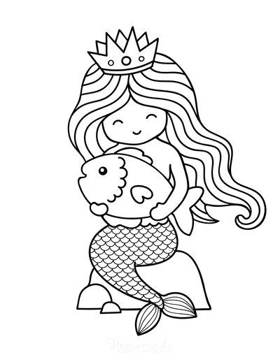 Cute Mermaid Coloring Pages Printables 12