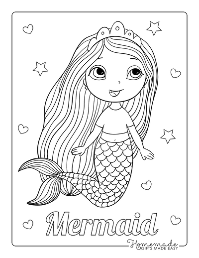 Cute Mermaid Coloring Pages Printables 14