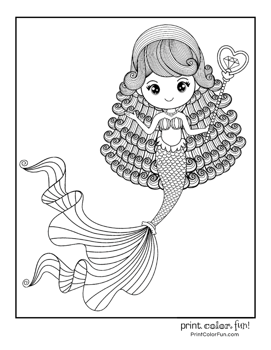 Cute Mermaid Coloring Pages Printables 143