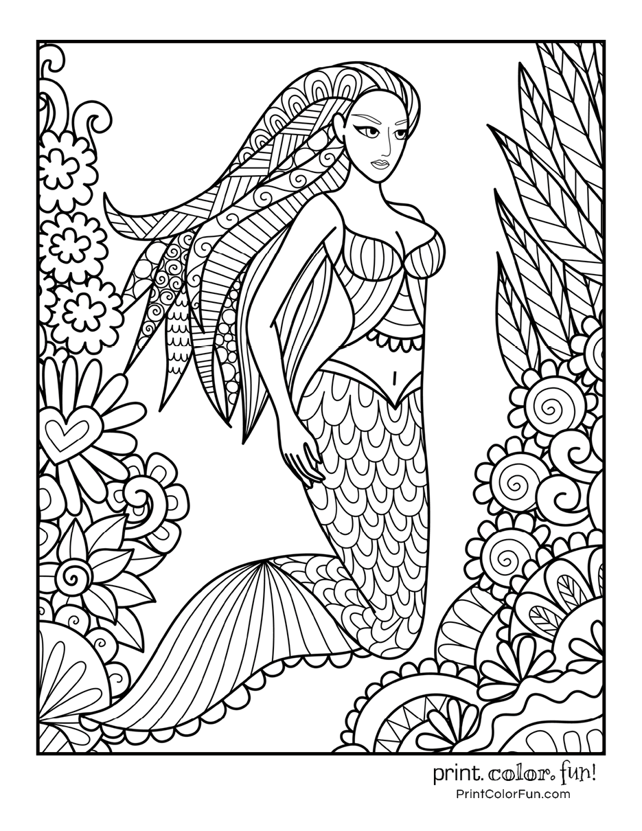 Cute Mermaid Coloring Pages Printables 145