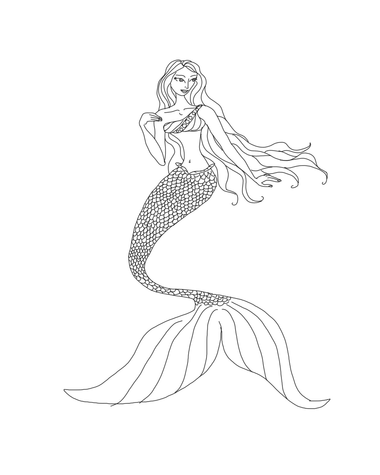 Cute Mermaid Coloring Pages Printables 22