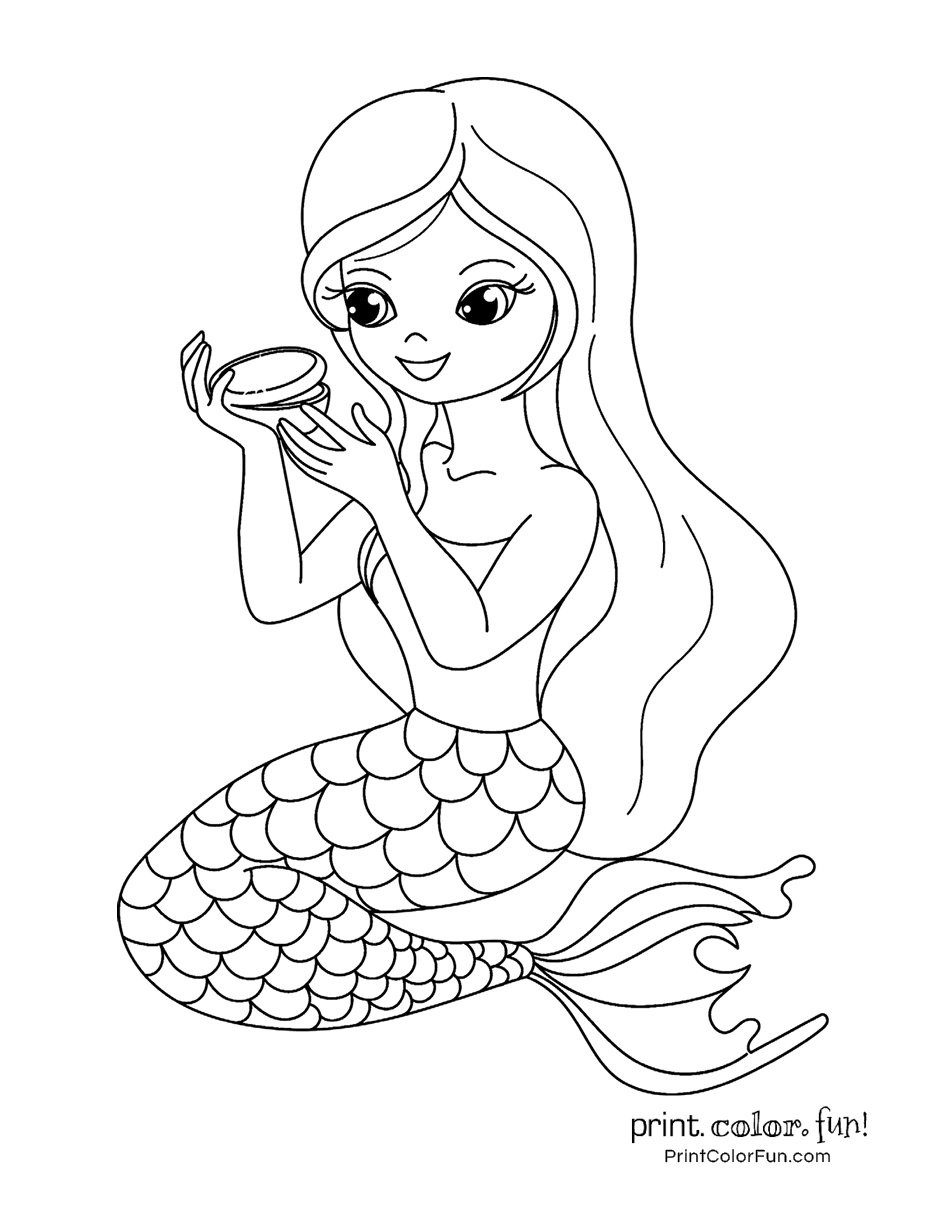 Cute Mermaid Coloring Pages Printables 23