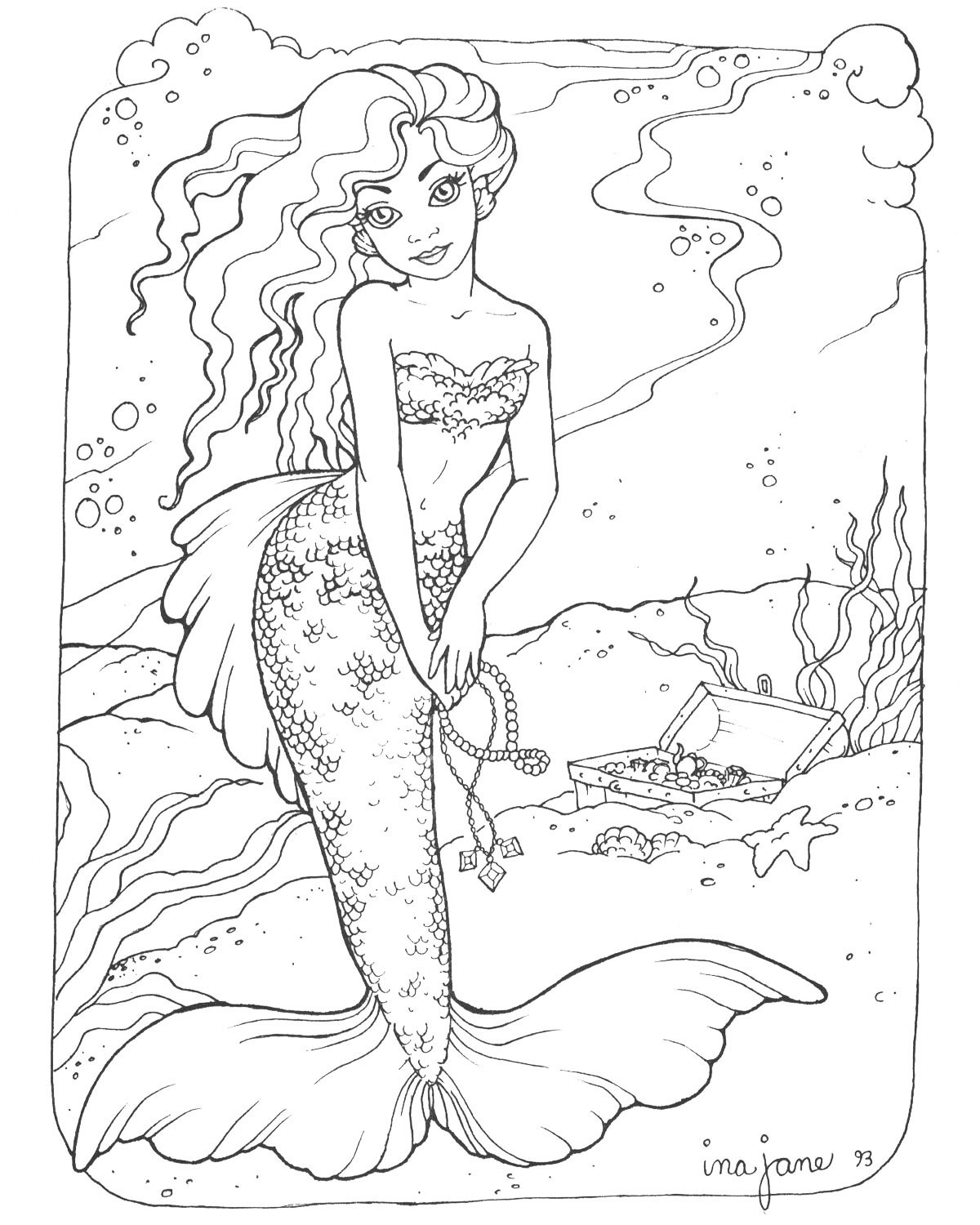 Cute Mermaid Coloring Pages Printables 24