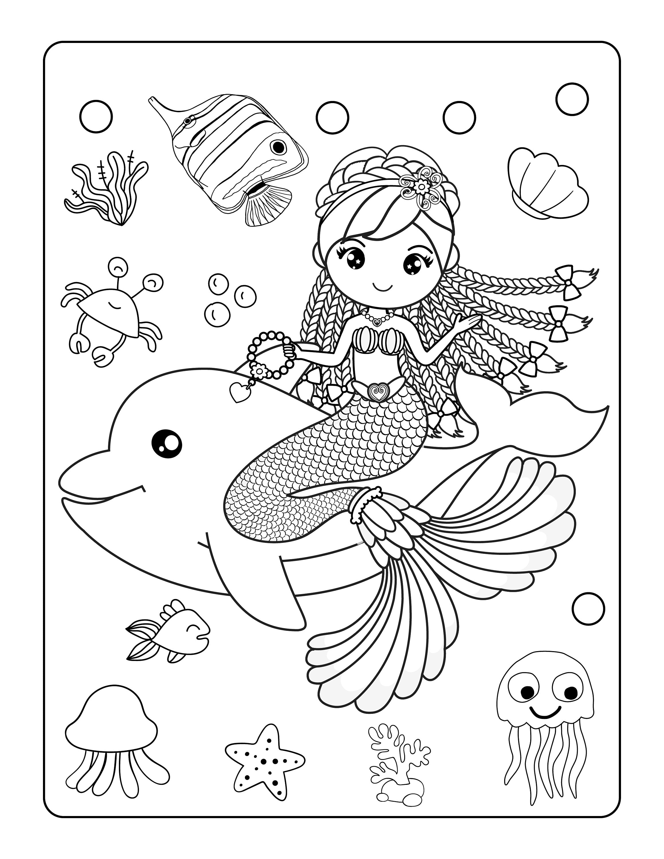 Cute Mermaid Coloring Pages Printables 3