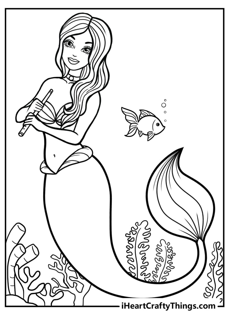 Cute Mermaid Coloring Pages Printables 32