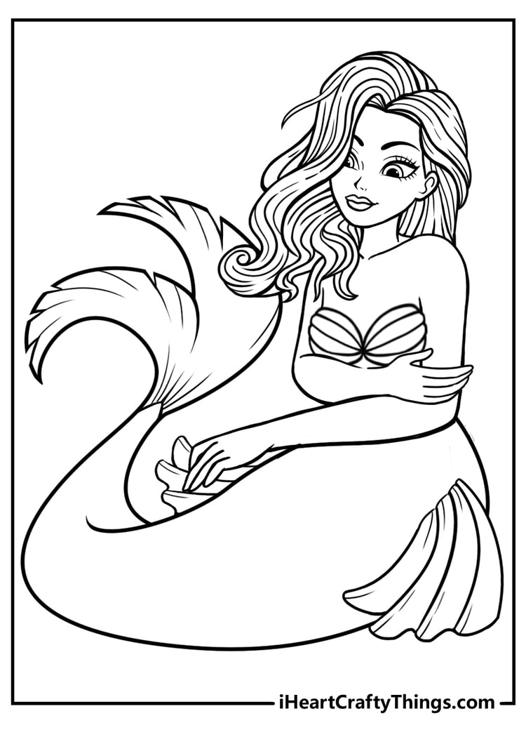 Cute Mermaid Coloring Pages Printables 33