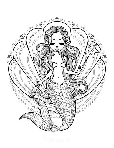 Cute Mermaid Coloring Pages Printables 35