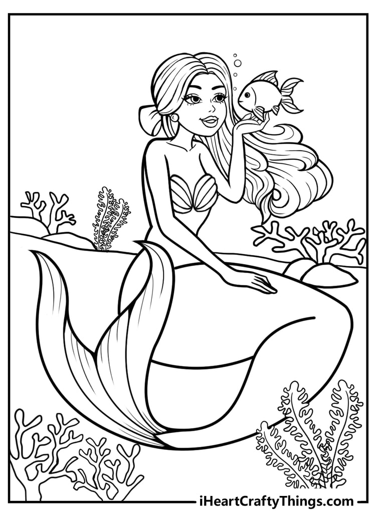 Cute Mermaid Coloring Pages Printables 4