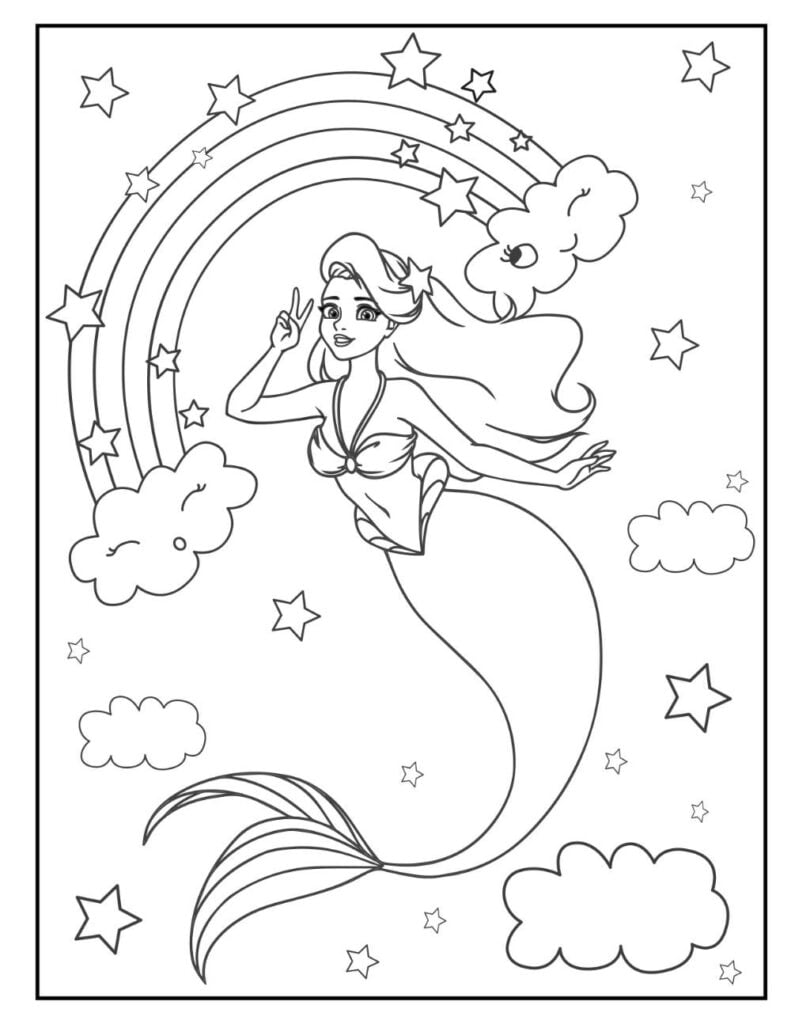 Cute Mermaid Coloring Pages Printables 70