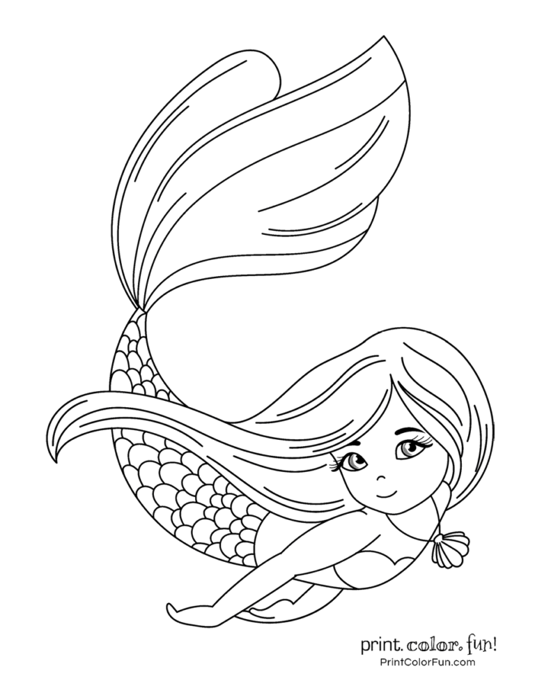 Cute Mermaid Coloring Pages Printables 79