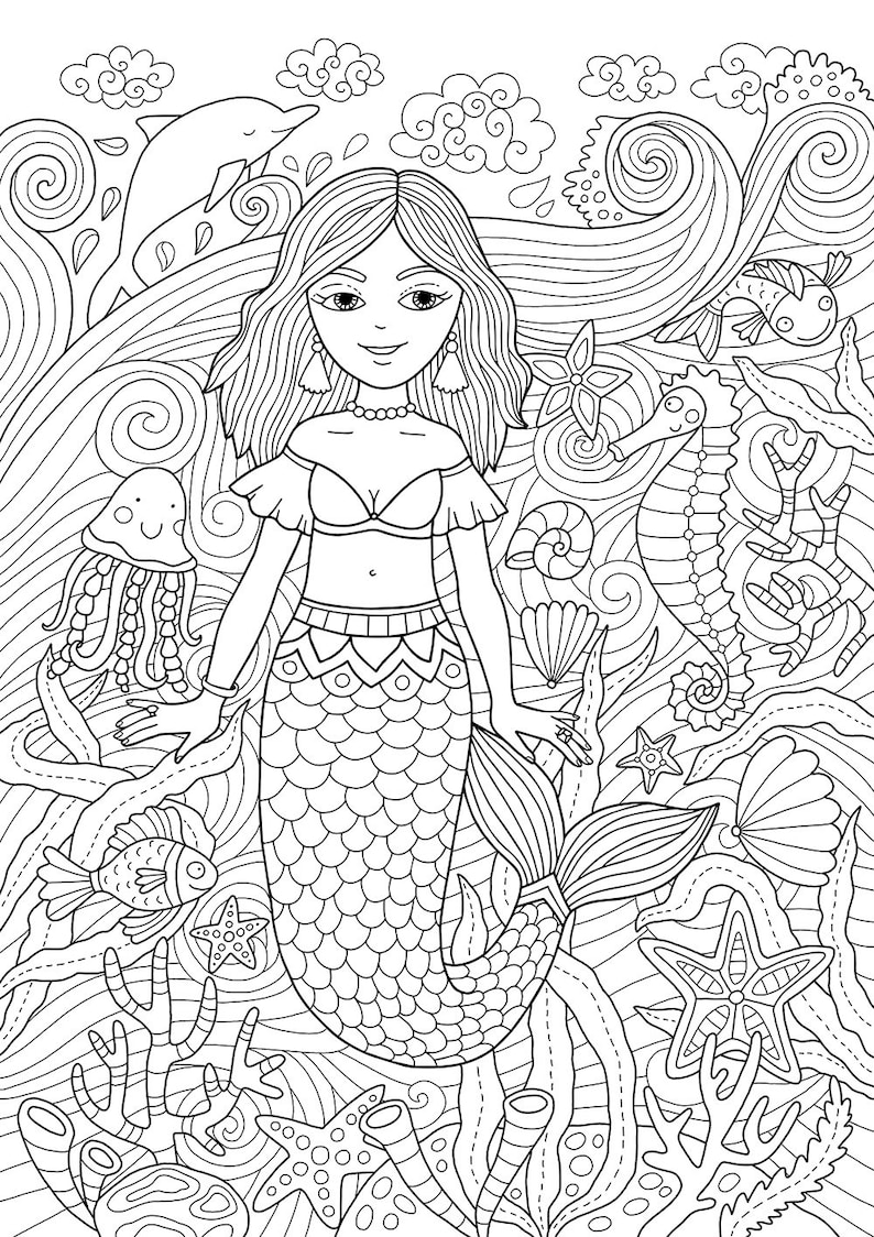 Cute Mermaid Coloring Pages Printables 96