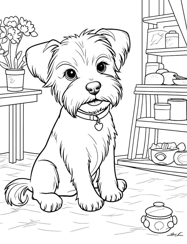 easy dog coloring pages for adults