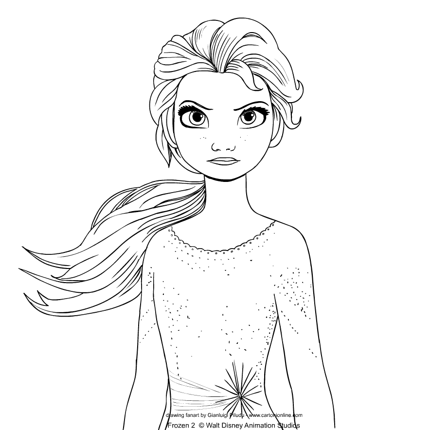 Frozen 2: Princess Elsa Coloring Pages Printable 22