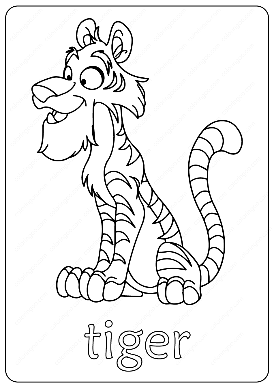 Tiger Coloring Pages for Kids Printable 102