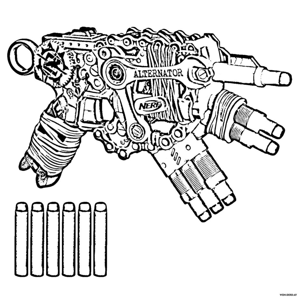 55+ Coloring Pages Nerf Gun Printables 15