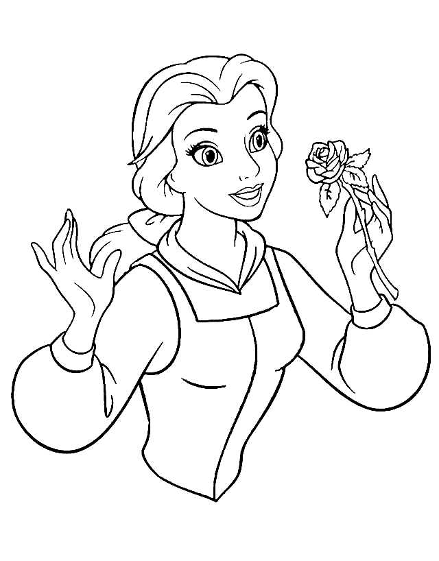 Belle with Flowers Coloring Page Free Printable 10