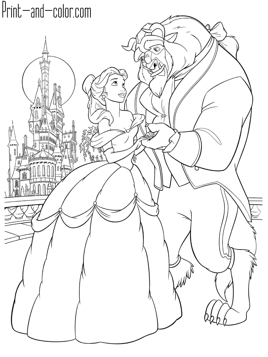 Belle with Flowers Coloring Page Free Printable 100