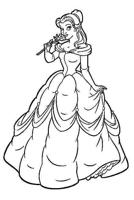 Belle with Flowers Coloring Page Free Printable 102