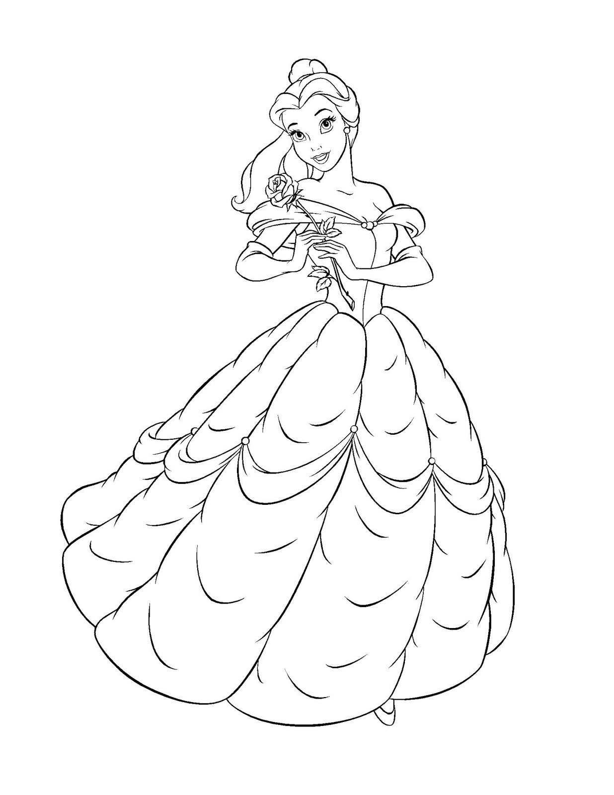 Belle with Flowers Coloring Page Free Printable 103