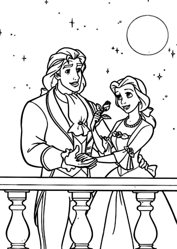 Belle with Flowers Coloring Page Free Printable 107