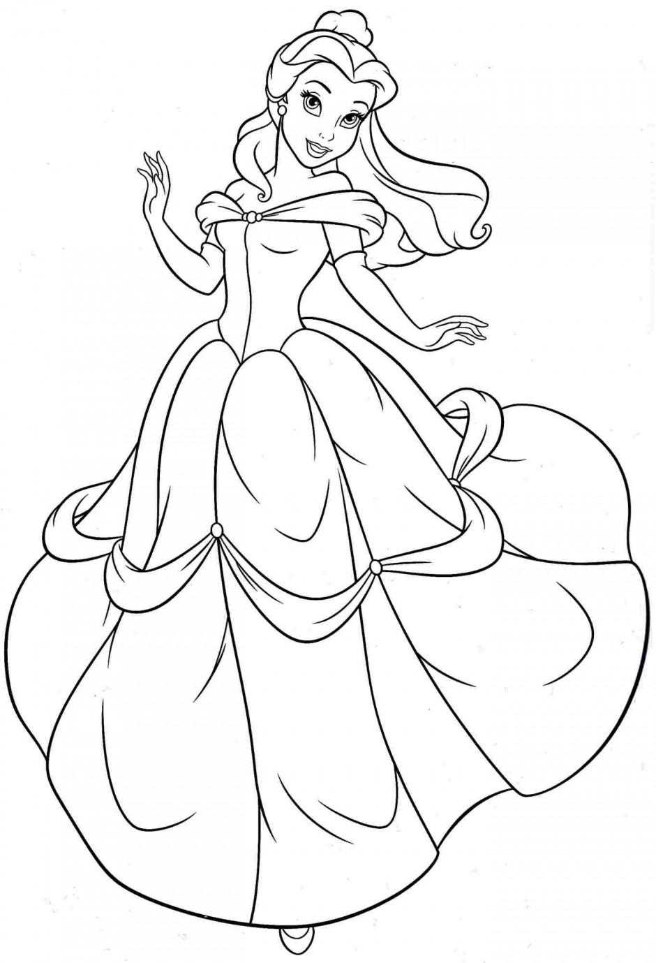 Belle with Flowers Coloring Page Free Printable 109