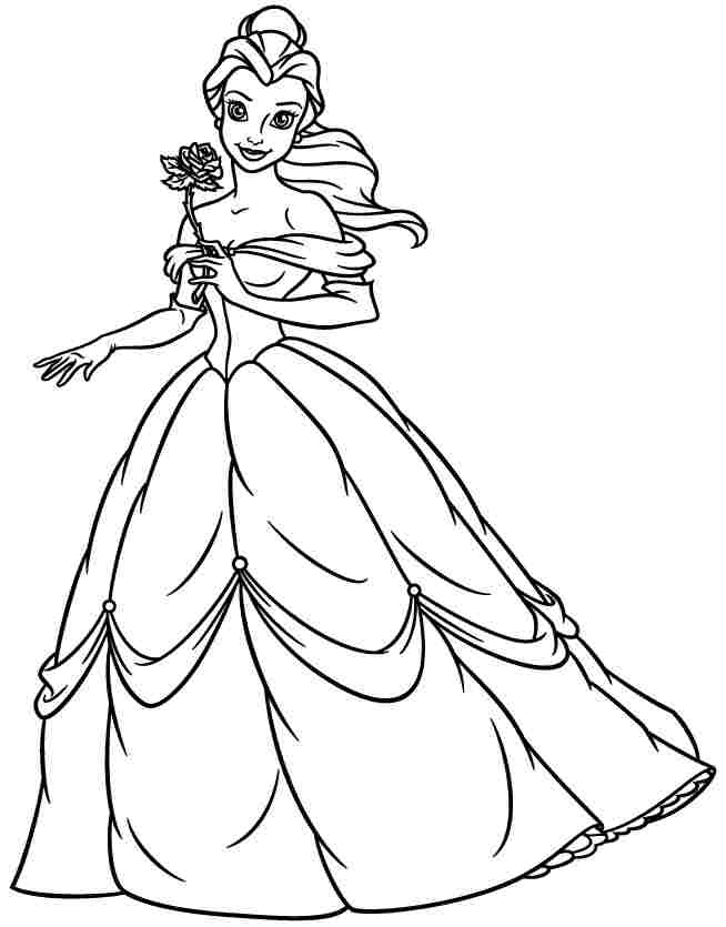 Belle with Flowers Coloring Page Free Printable 110