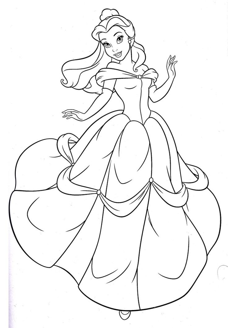 Belle with Flowers Coloring Page Free Printable 112