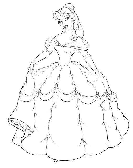 Belle with Flowers Coloring Page Free Printable 113