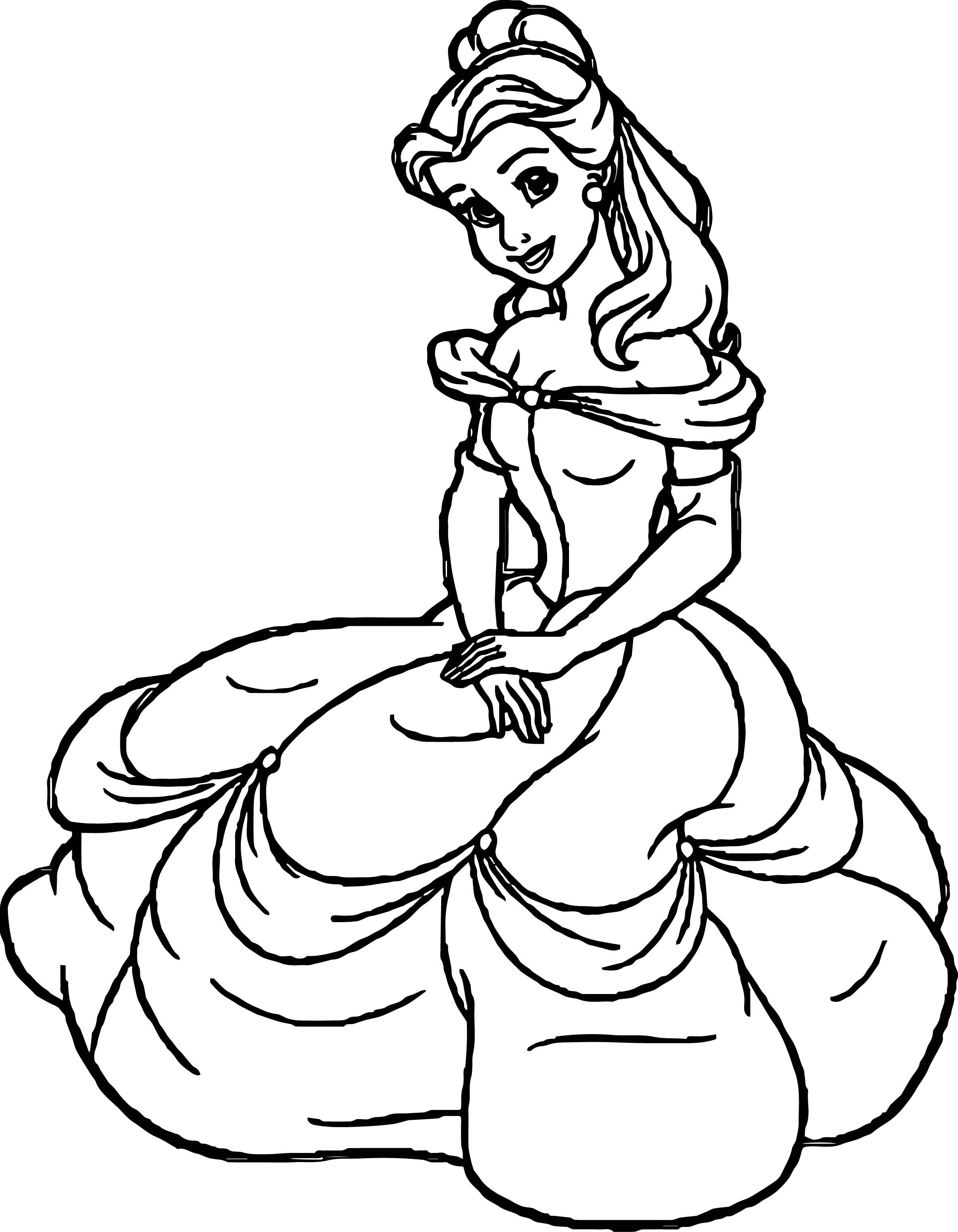 Belle with Flowers Coloring Page Free Printable 114