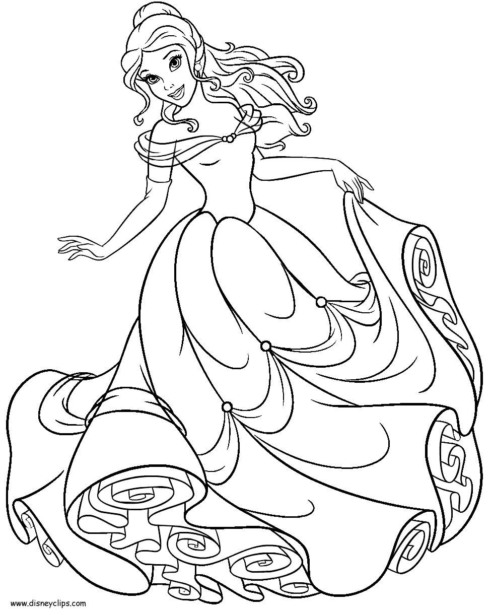 Belle with Flowers Coloring Page Free Printable 119