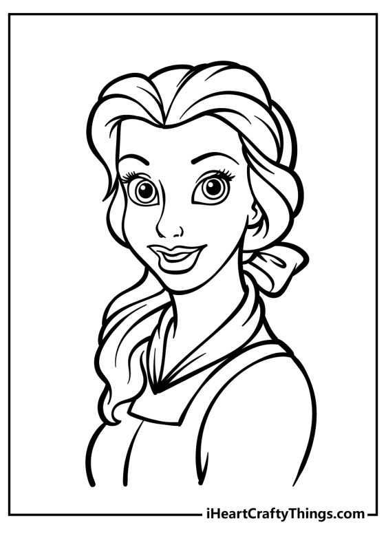 Belle with Flowers Coloring Page Free Printable 120