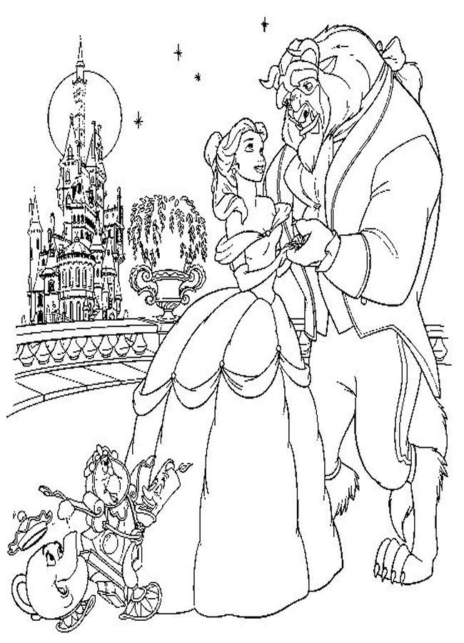 Belle with Flowers Coloring Page Free Printable 121