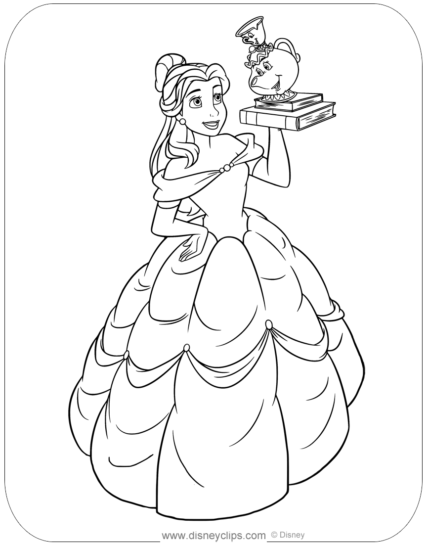 Belle with Flowers Coloring Page Free Printable 129