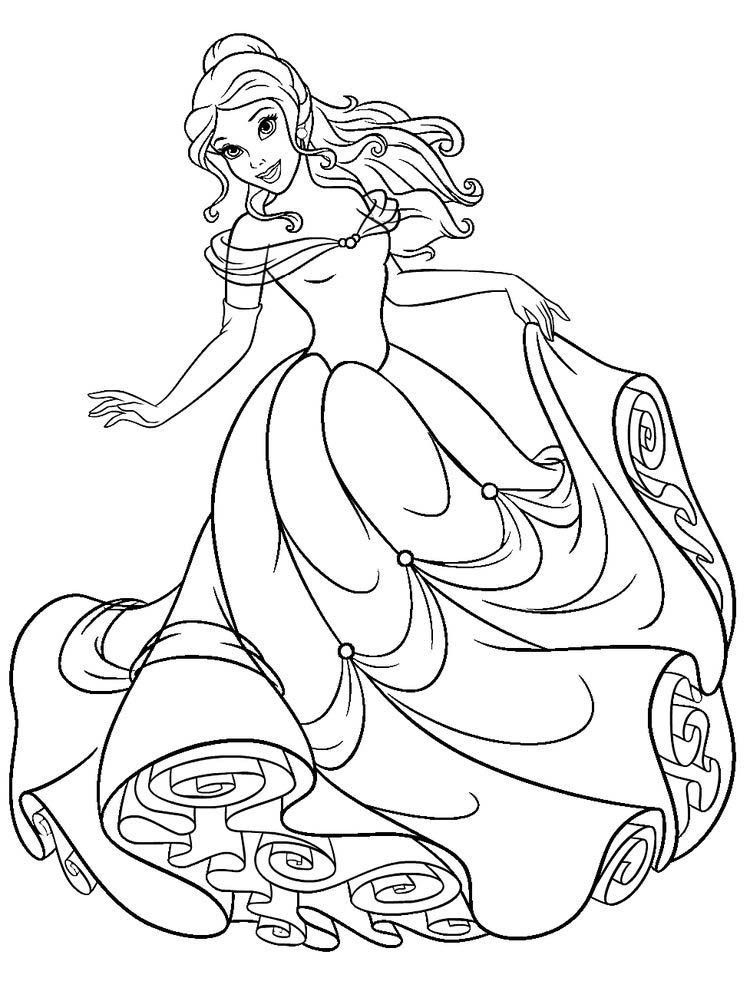 Belle with Flowers Coloring Page Free Printable 13