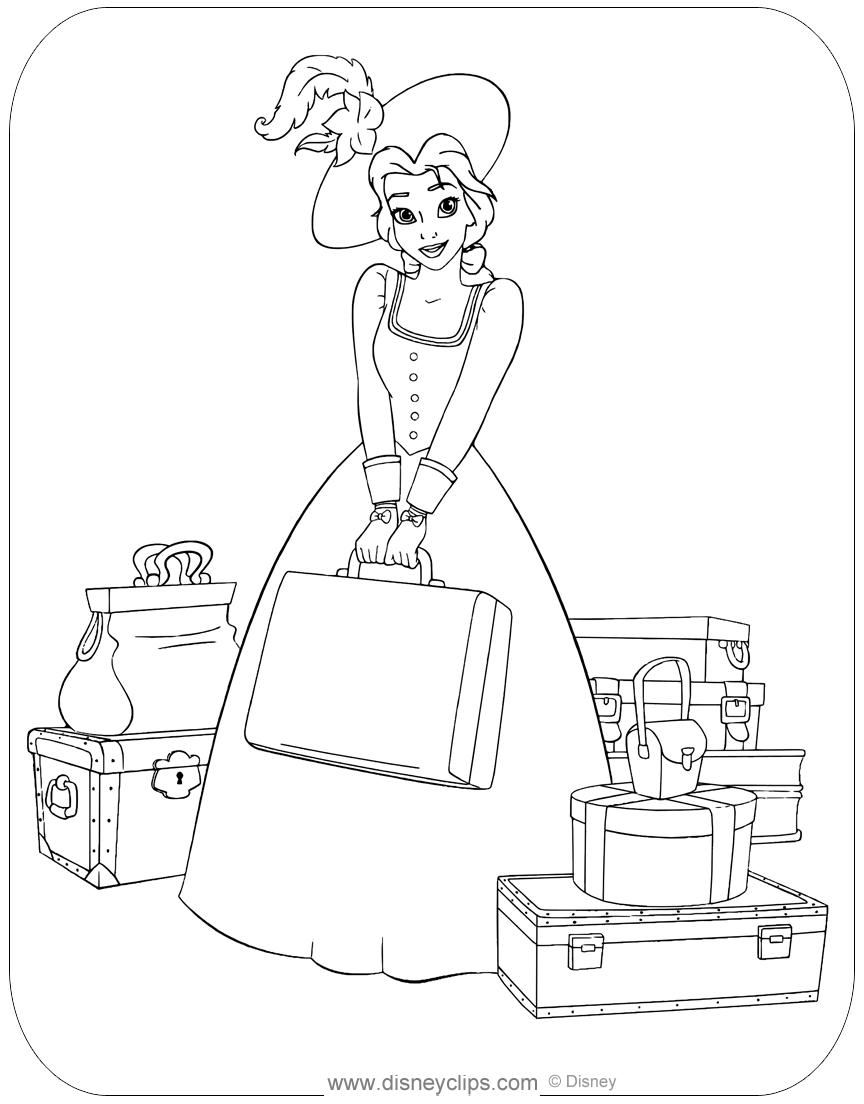 Belle with Flowers Coloring Page Free Printable 130