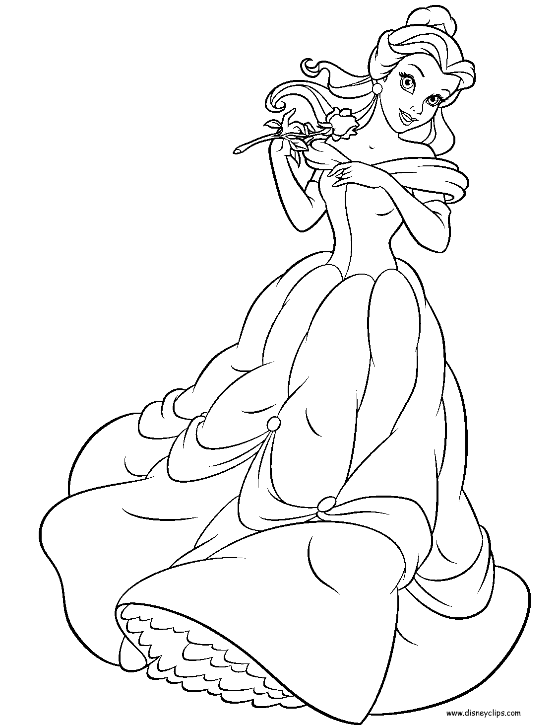 Belle with Flowers Coloring Page Free Printable 131