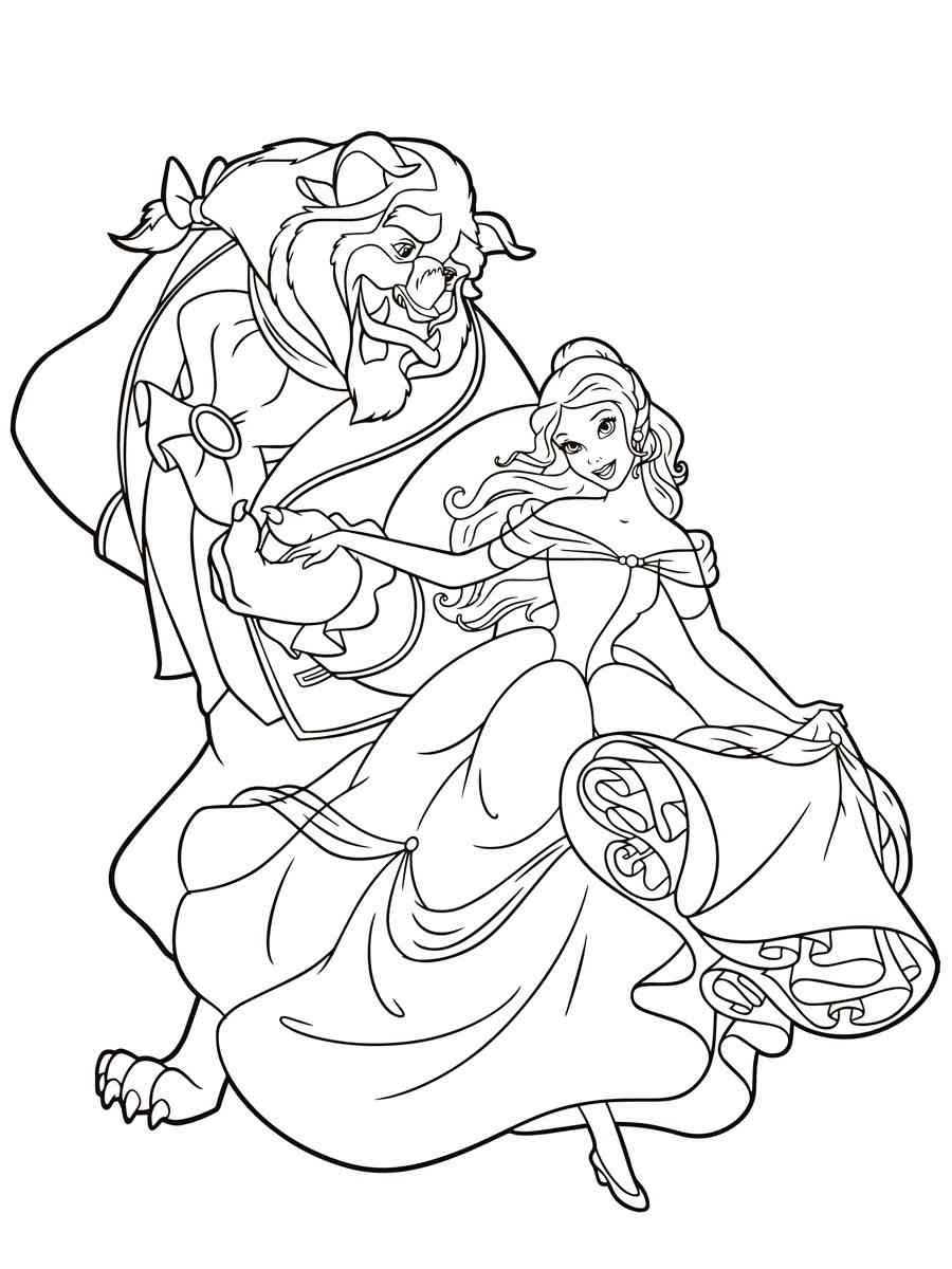 Belle with Flowers Coloring Page Free Printable 22