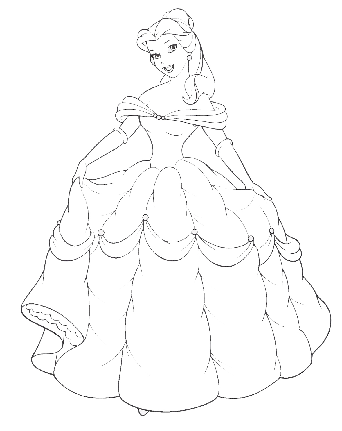 Belle with Flowers Coloring Page Free Printable 25