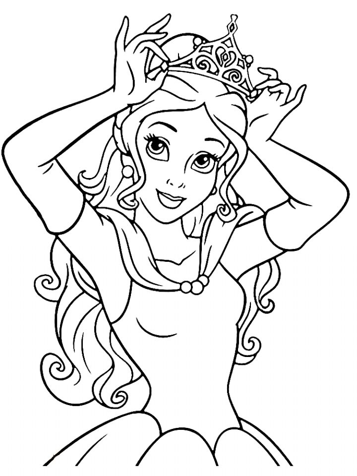 Belle with Flowers Coloring Page Free Printable 27