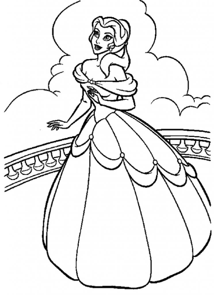 Belle with Flowers Coloring Page Free Printable 29