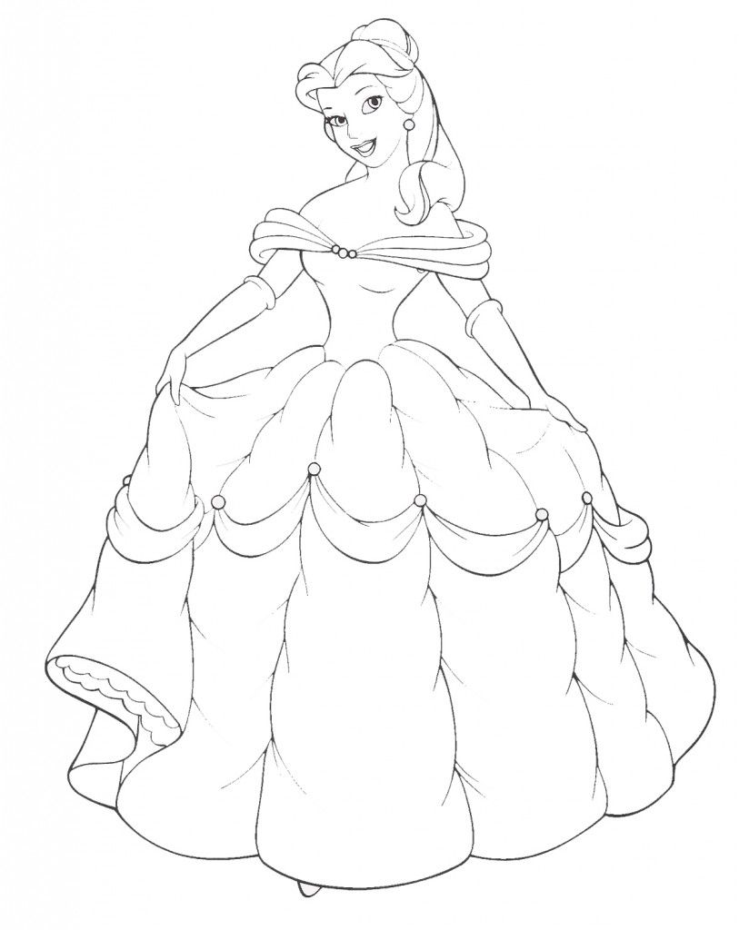 Belle with Flowers Coloring Page Free Printable 32