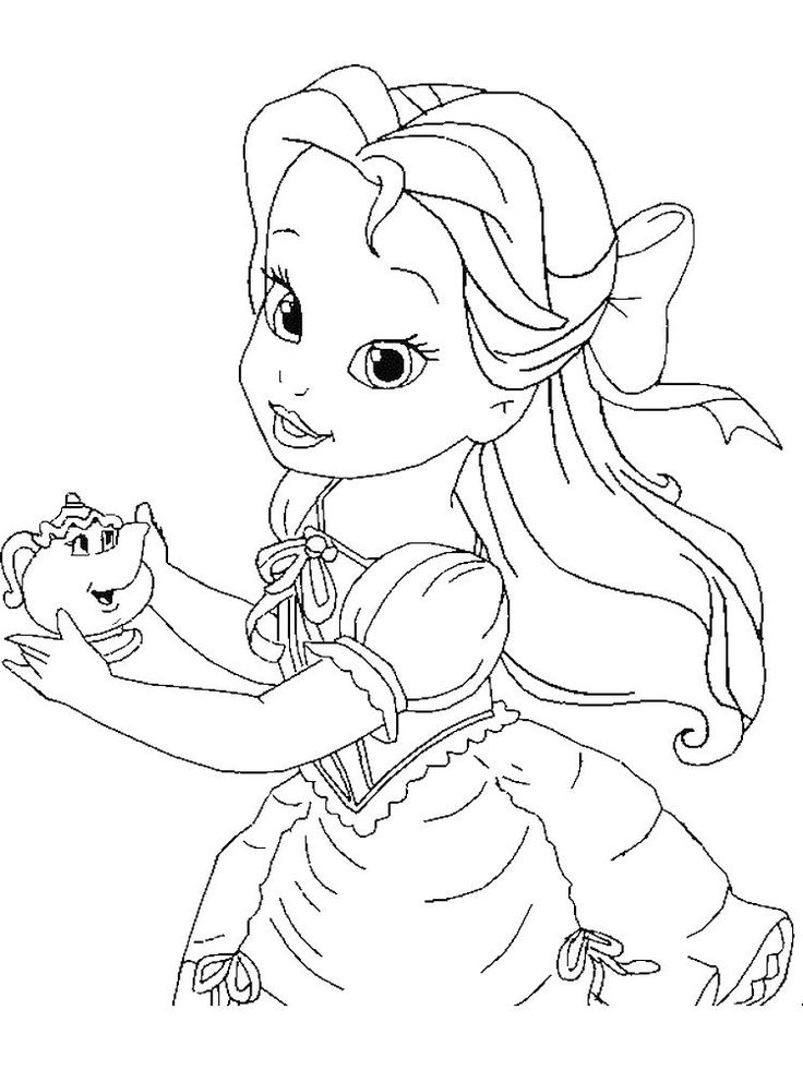 Belle with Flowers Coloring Page Free Printable 35