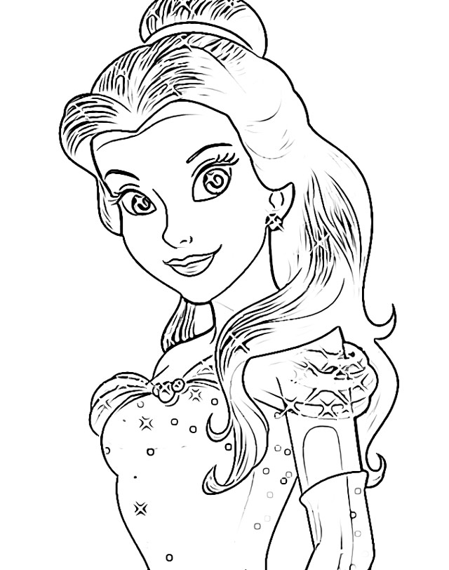 Belle with Flowers Coloring Page Free Printable 36