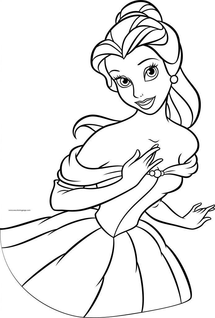 Belle with Flowers Coloring Page Free Printable 38