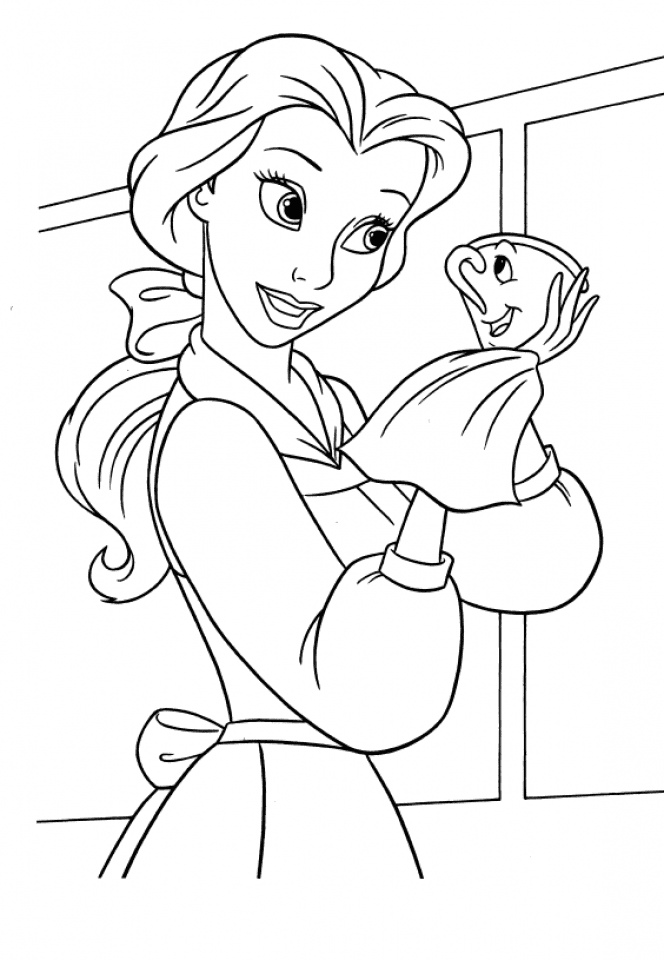 Belle with Flowers Coloring Page Free Printable 42