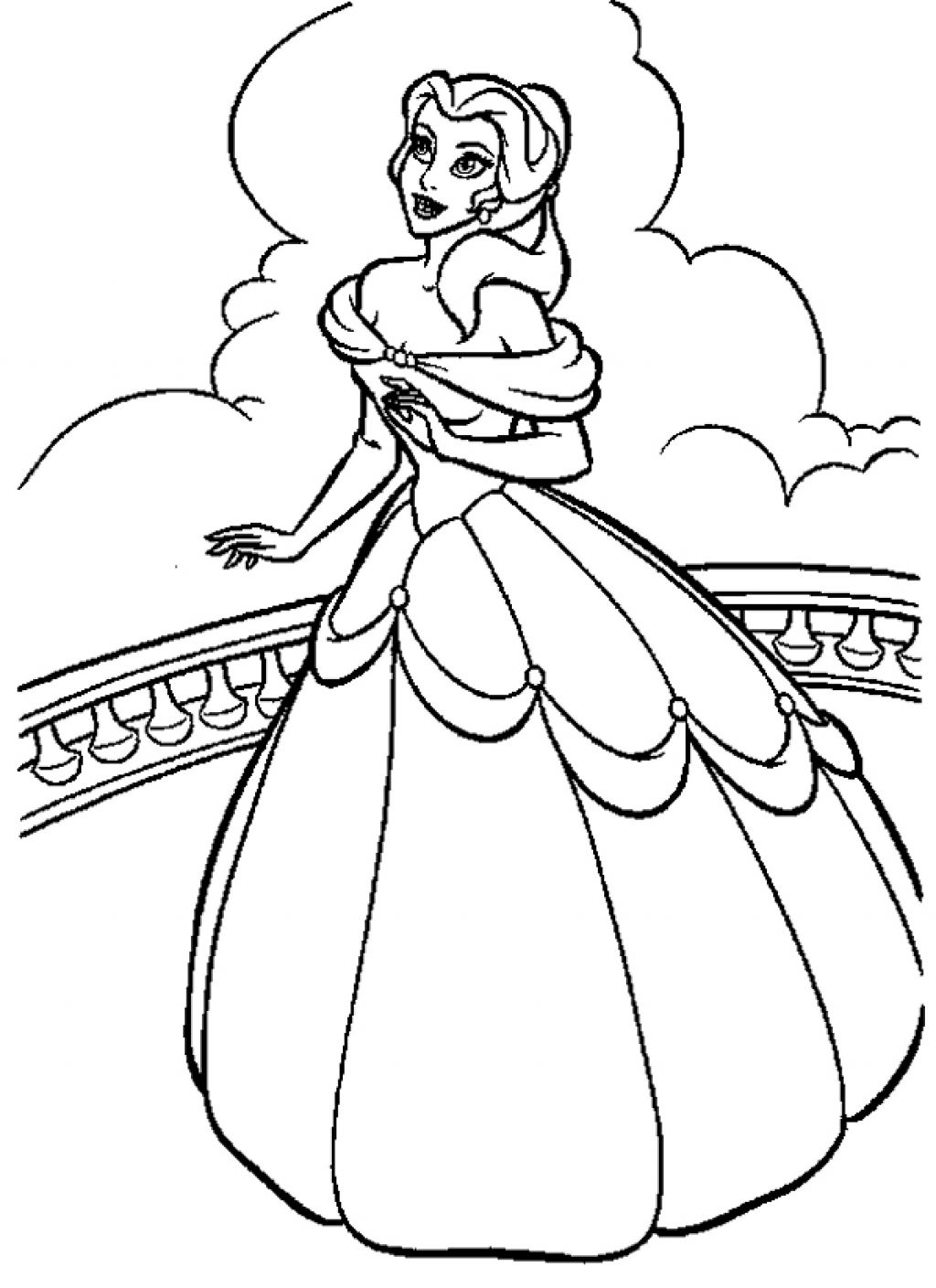 Belle with Flowers Coloring Page Free Printable 43